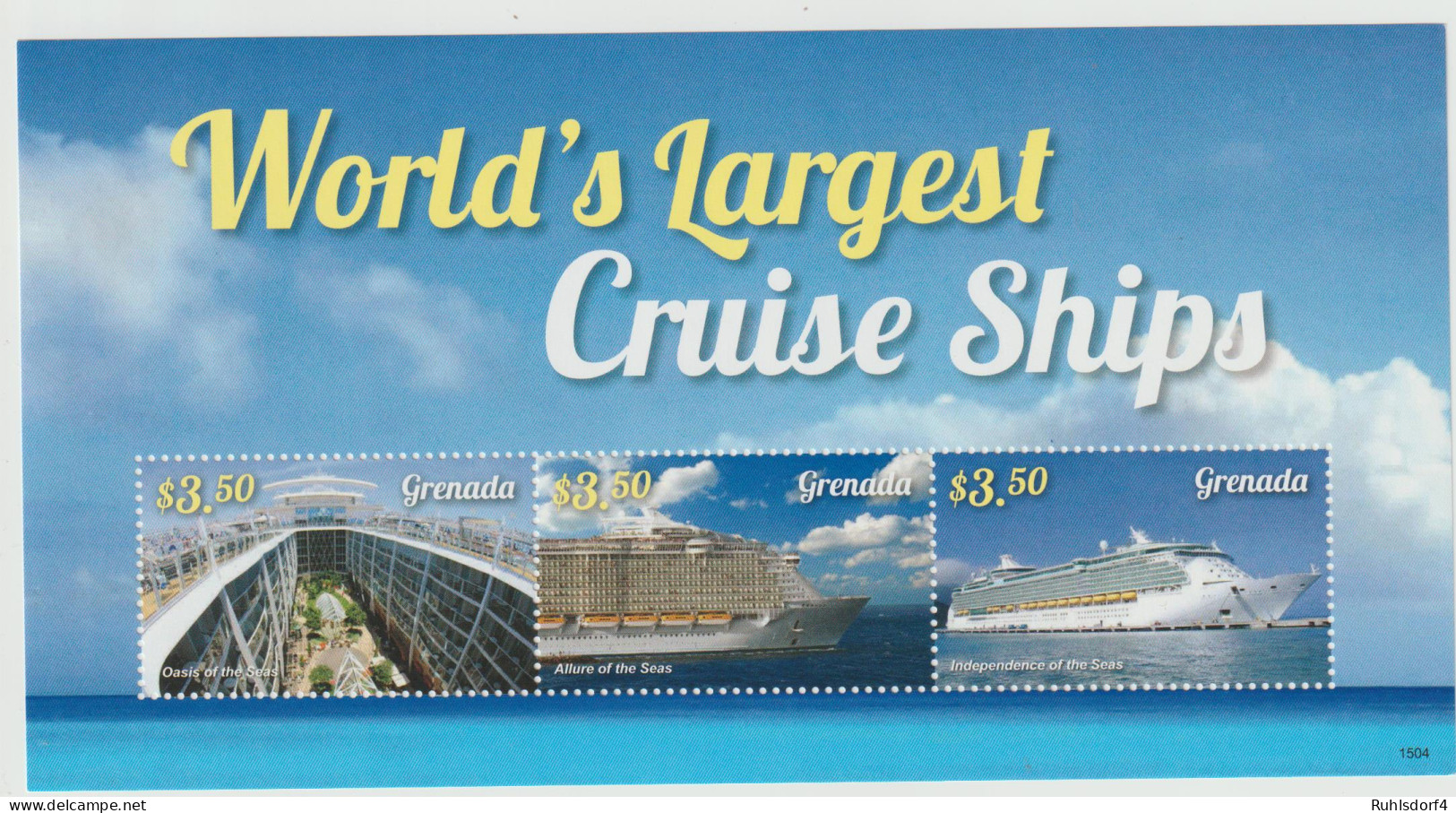 Grenada: Die Größten Kreuzfahrtschiffe  Kleinbogen Und Block - Marittimi