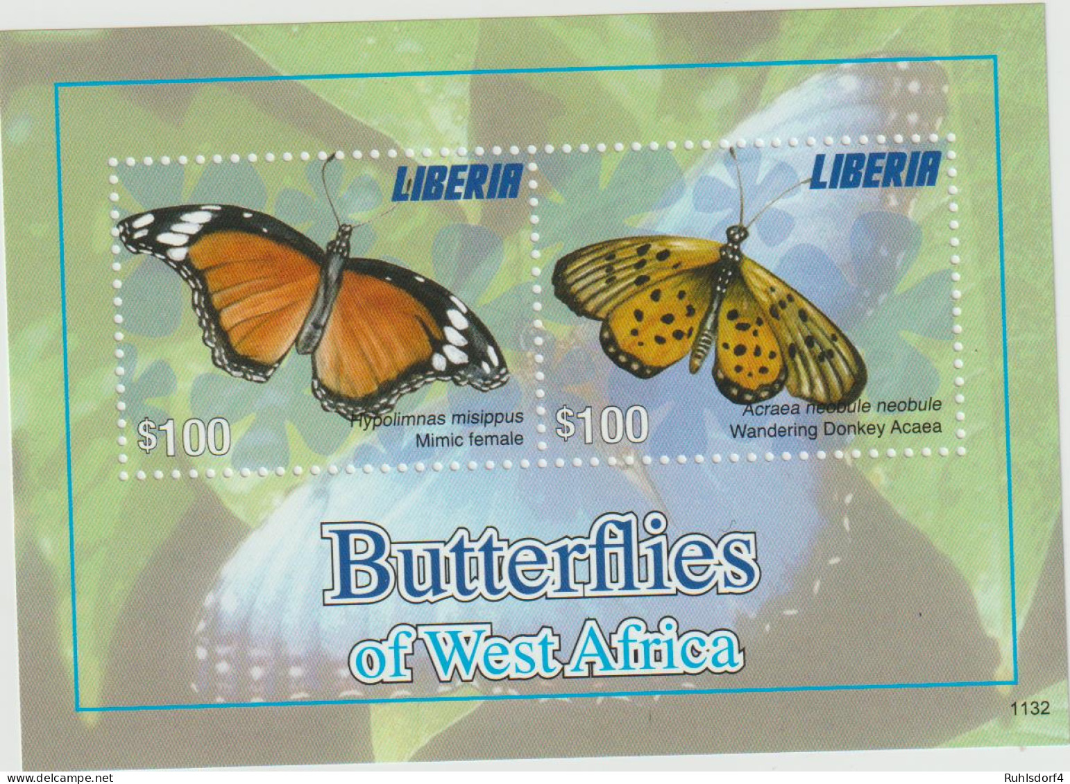 Liberia: Schmetterlinge Von Westafrika - Kleinbogen Und Block - Papillons