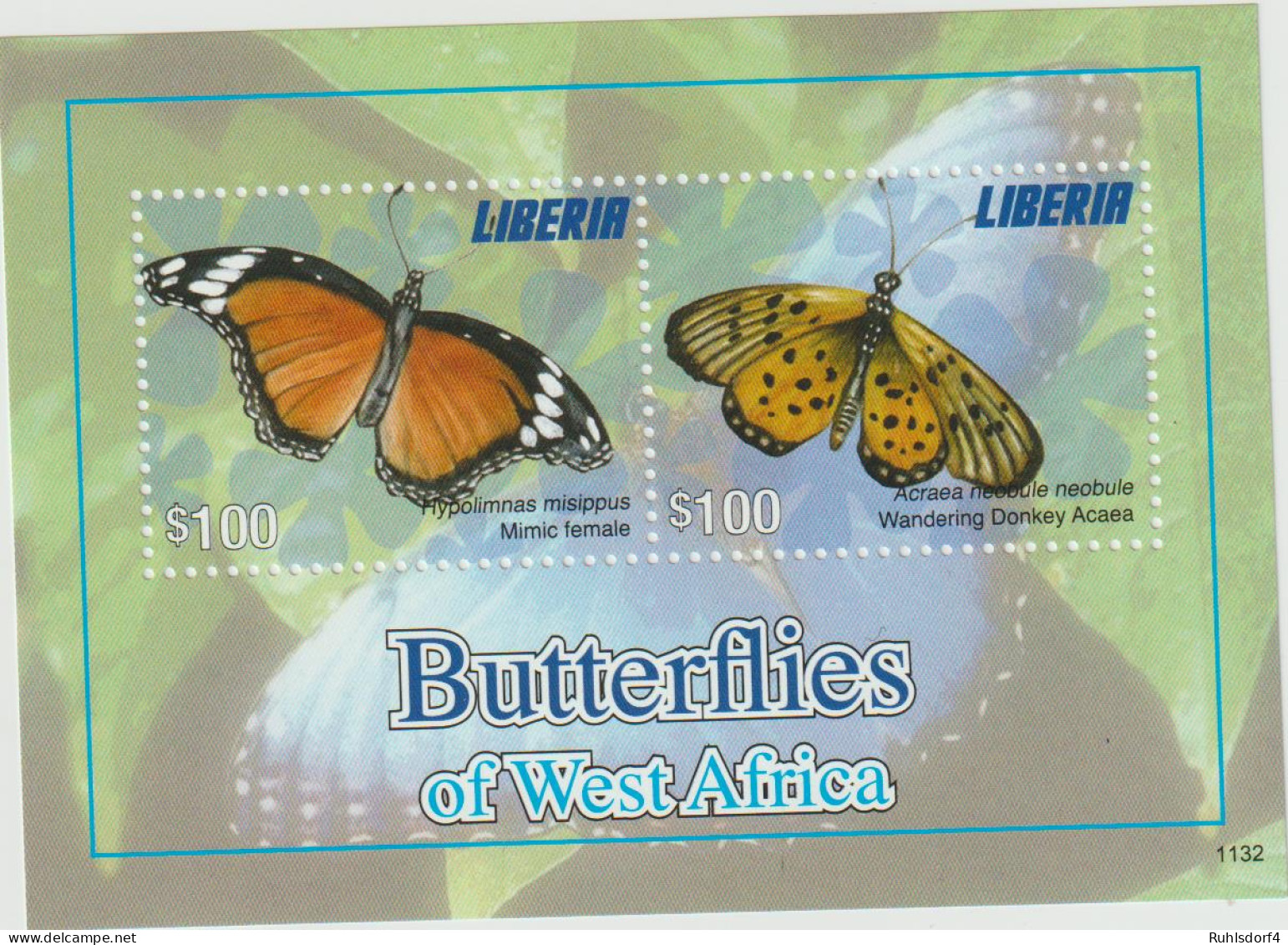 Liberia: Schmetterlinge Von Westafrika - Kleinbogen Und Block - Vlinders
