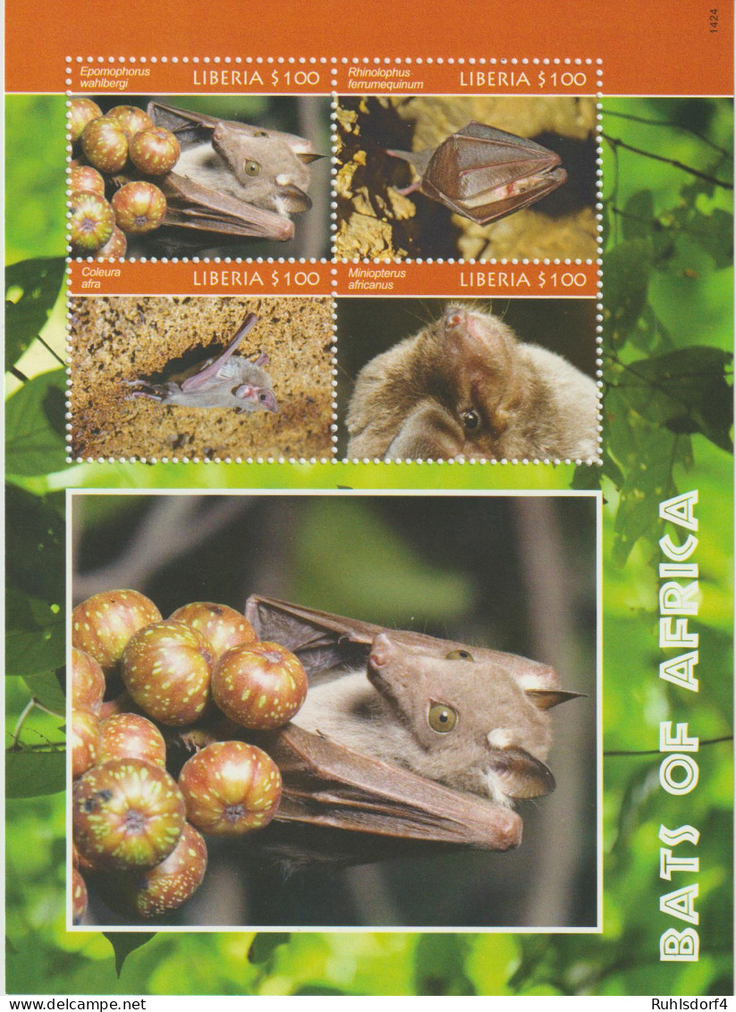 Liberia: Fledermäuse  Kleinbogen Und Block - Pipistrelli