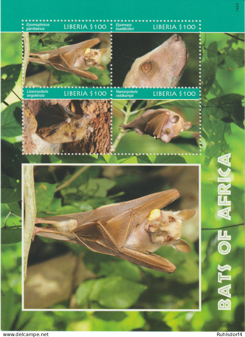 Liberia: Fledermäuse  Kleinbogen Und  Block - Bats