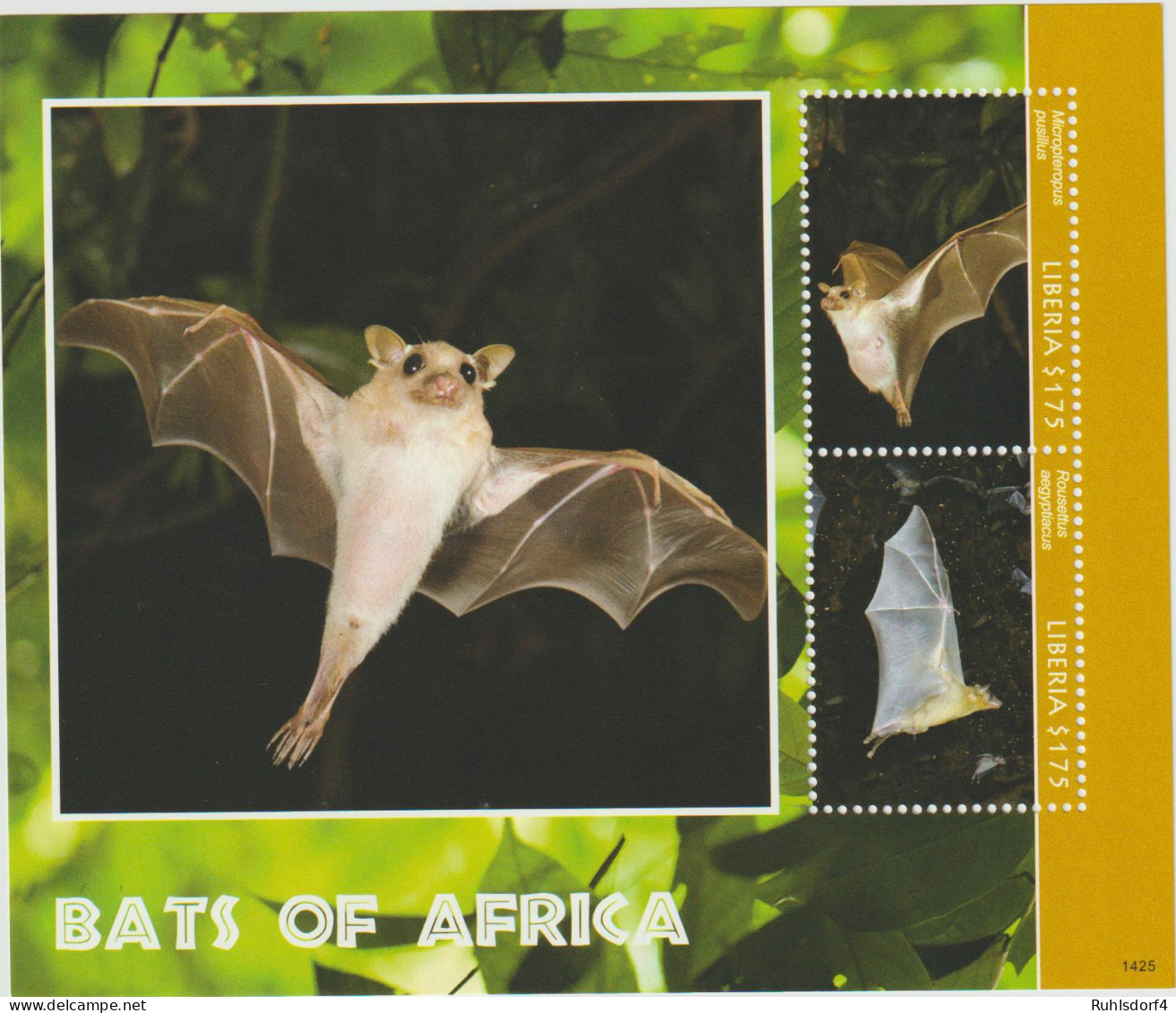Liberia: Fledermäuse  Kleinbogen Und  Block - Bats