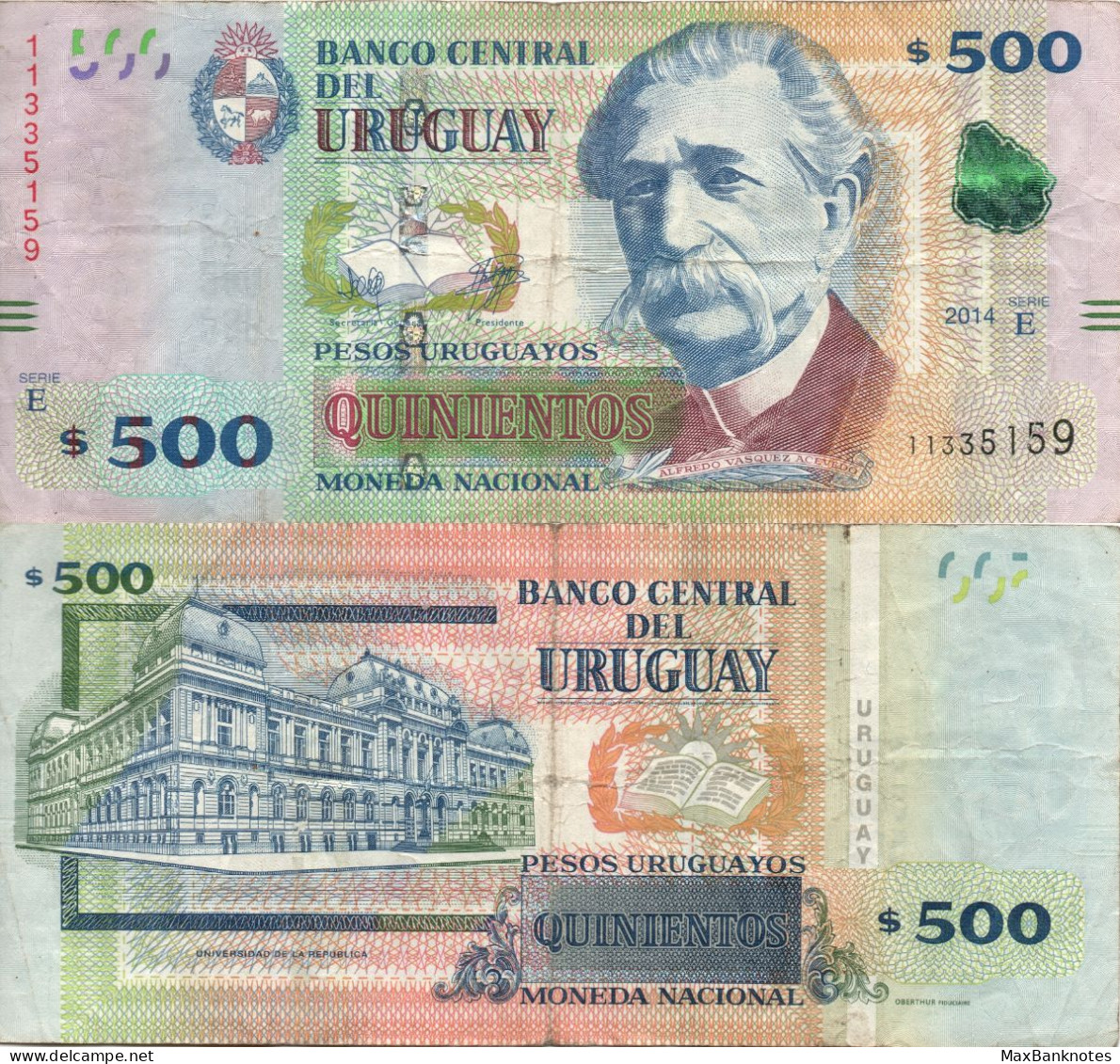 Uruguay / 500 Pesos / 2014 / P-97(a) / VF - Uruguay