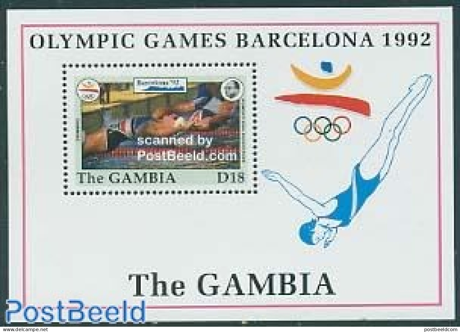Gambia 1992 Olympic Games, Swimming S/s, Mint NH, Sport - Olympic Games - Swimming - Natation