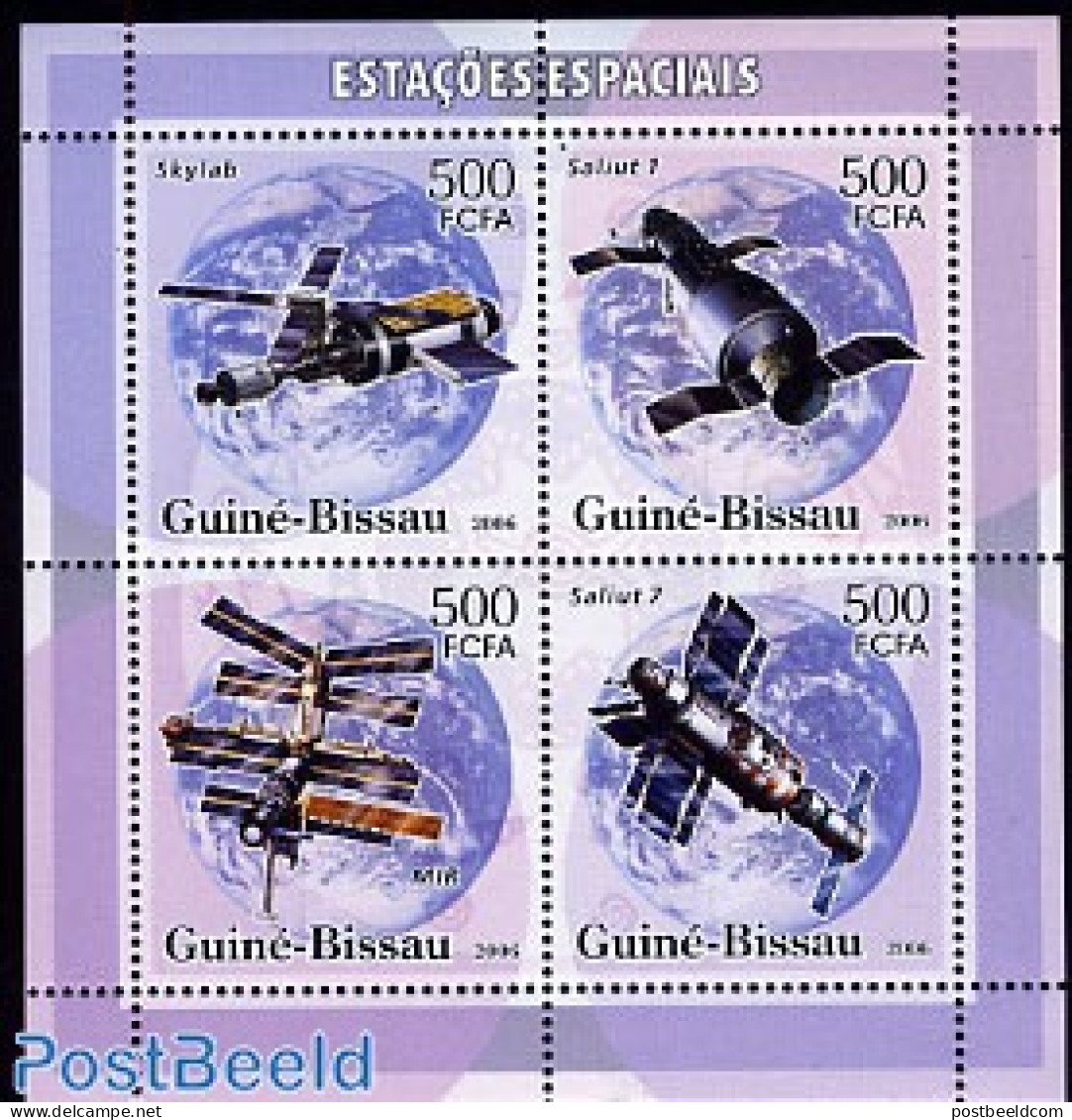 Guinea Bissau 2006 Space Stations 4v M/s, Mint NH, Transport - Space Exploration - Guinée-Bissau