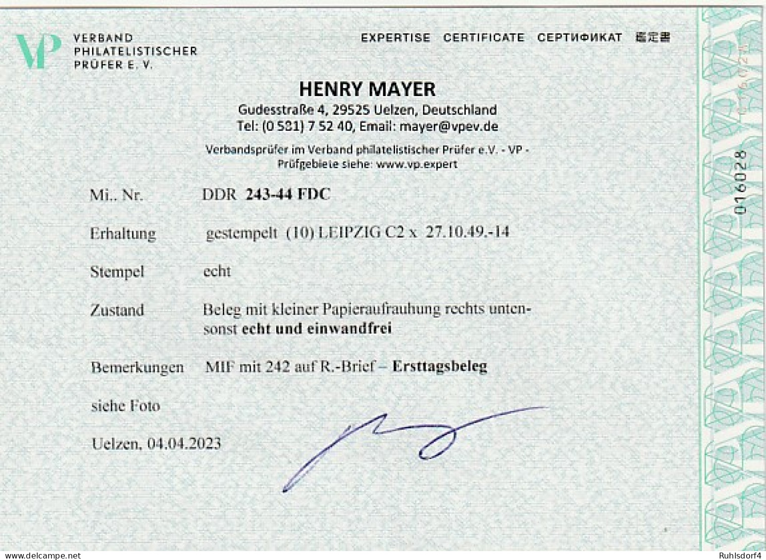 DDR - FDC: Postgewerkschaft, Befund Mayer - Other & Unclassified