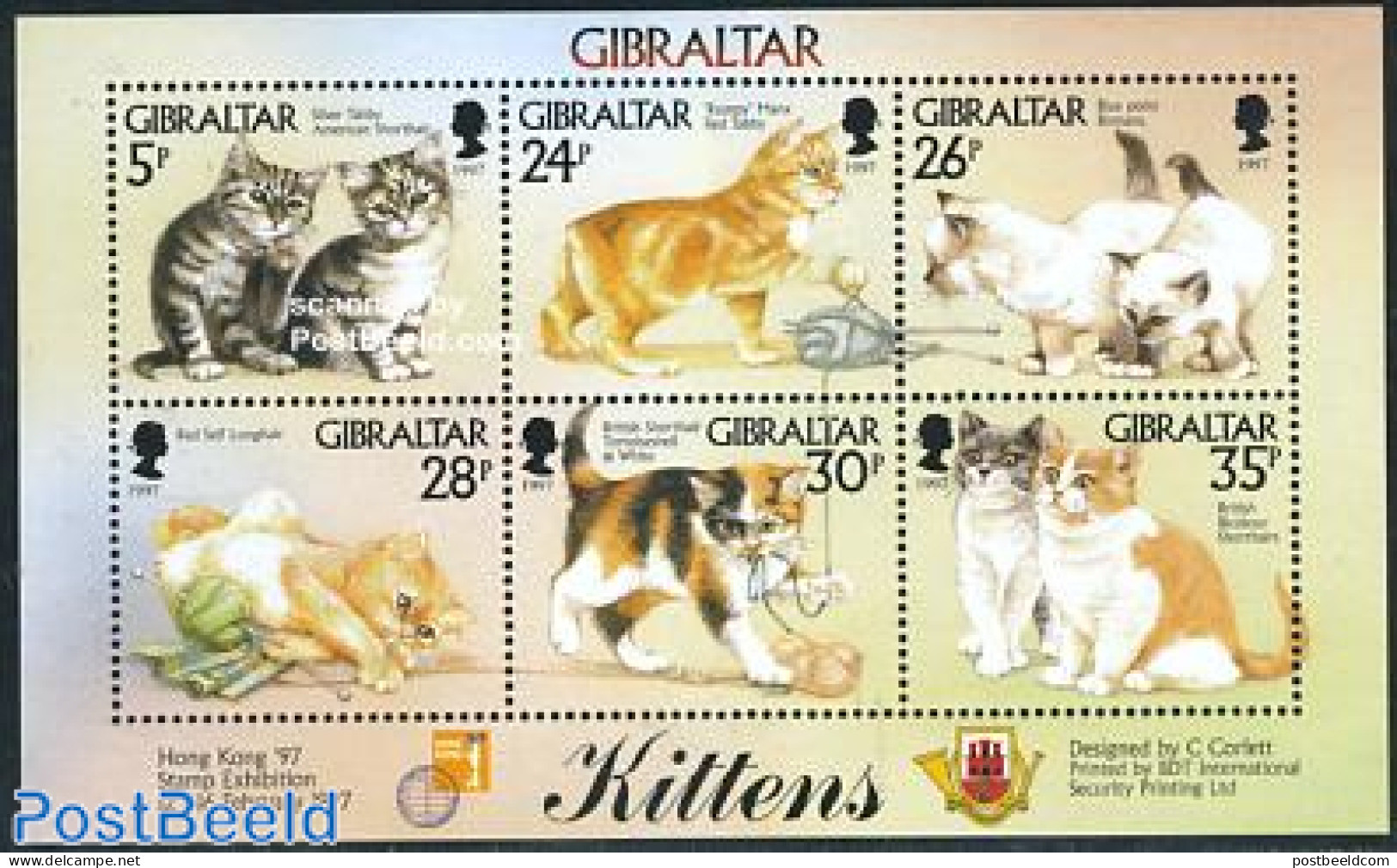Gibraltar 1997 Cats S/s, Mint NH, Nature - Various - Cats - Textiles - Textile
