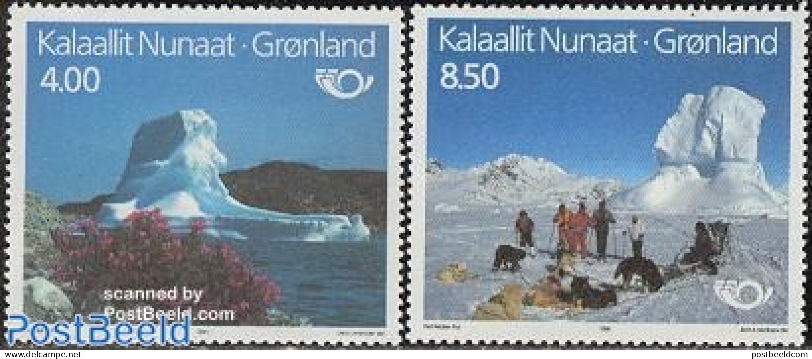 Greenland 1991 Norden, Tourism 2v, Mint NH, History - Nature - Science - Europa Hang-on Issues - Dogs - The Arctic & A.. - Nuevos