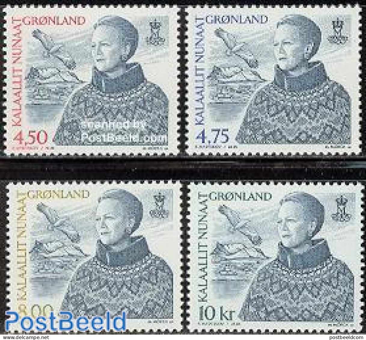 Greenland 2000 Definitives 4v, Mint NH, History - Nature - Kings & Queens (Royalty) - Birds - Ungebraucht