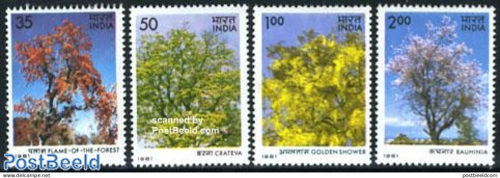 India 1981 Trees 4v, Mint NH, Nature - Trees & Forests - Ungebraucht
