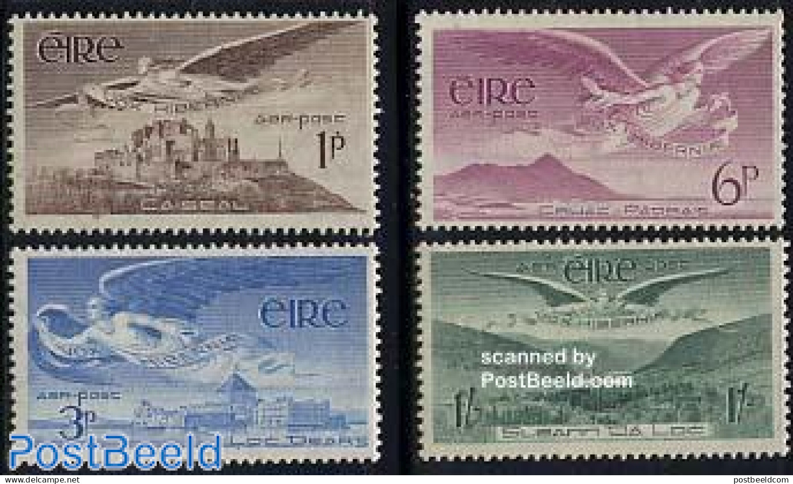 Ireland 1948 Airmail Definitives 4v, Mint NH, Religion - Angels - Art - Castles & Fortifications - Ongebruikt