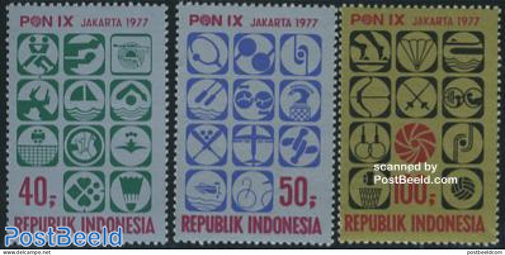 Indonesia 1977 Sports Festival 3v, Mint NH, Sport - Badminton - Basketball - Chess - Fencing - Golf - Playing Cards - .. - Badminton
