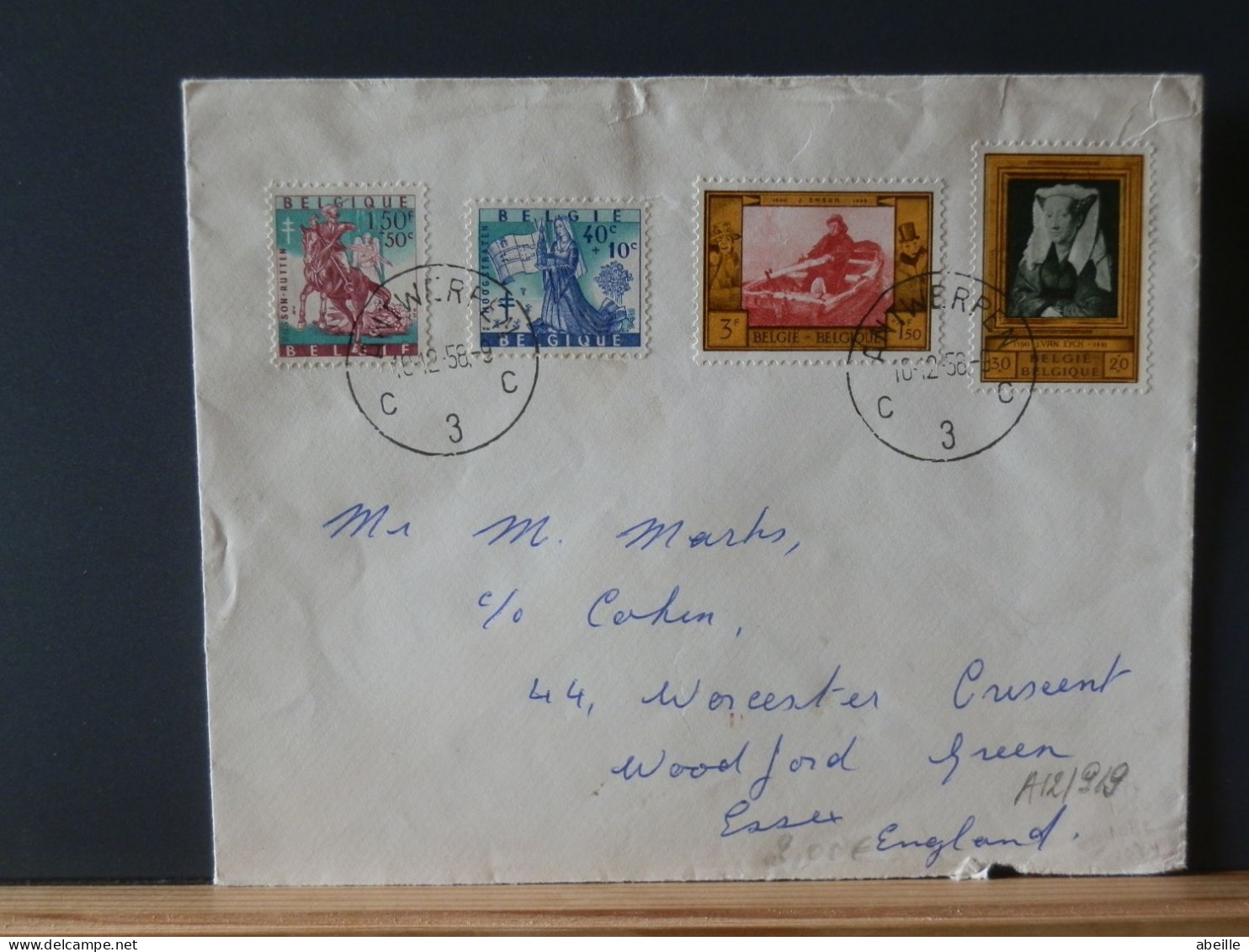 A12/919  LETTRE BELGE 1958 - Covers & Documents