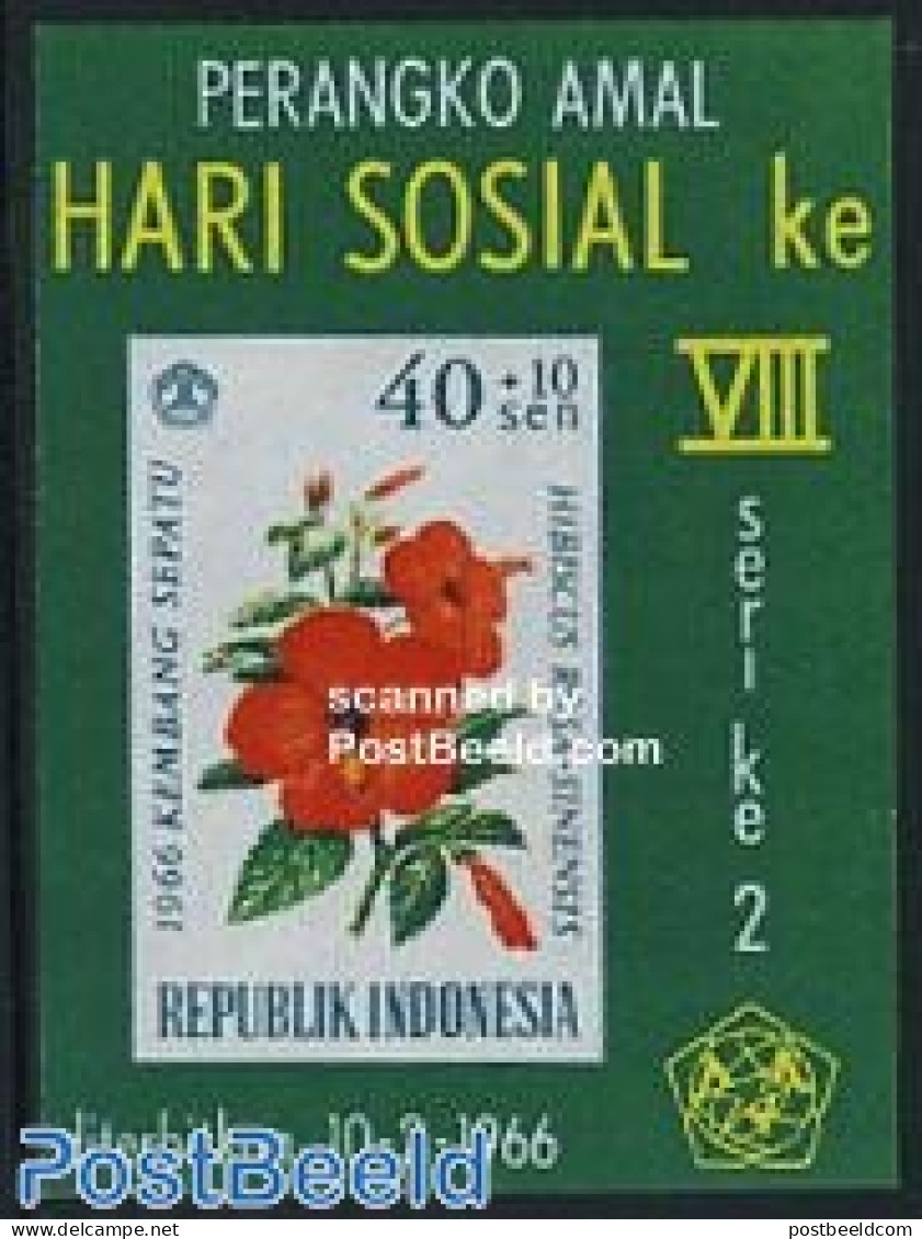 Indonesia 1966 Flowers S/s, Mint NH, Nature - Flowers & Plants - Indonésie