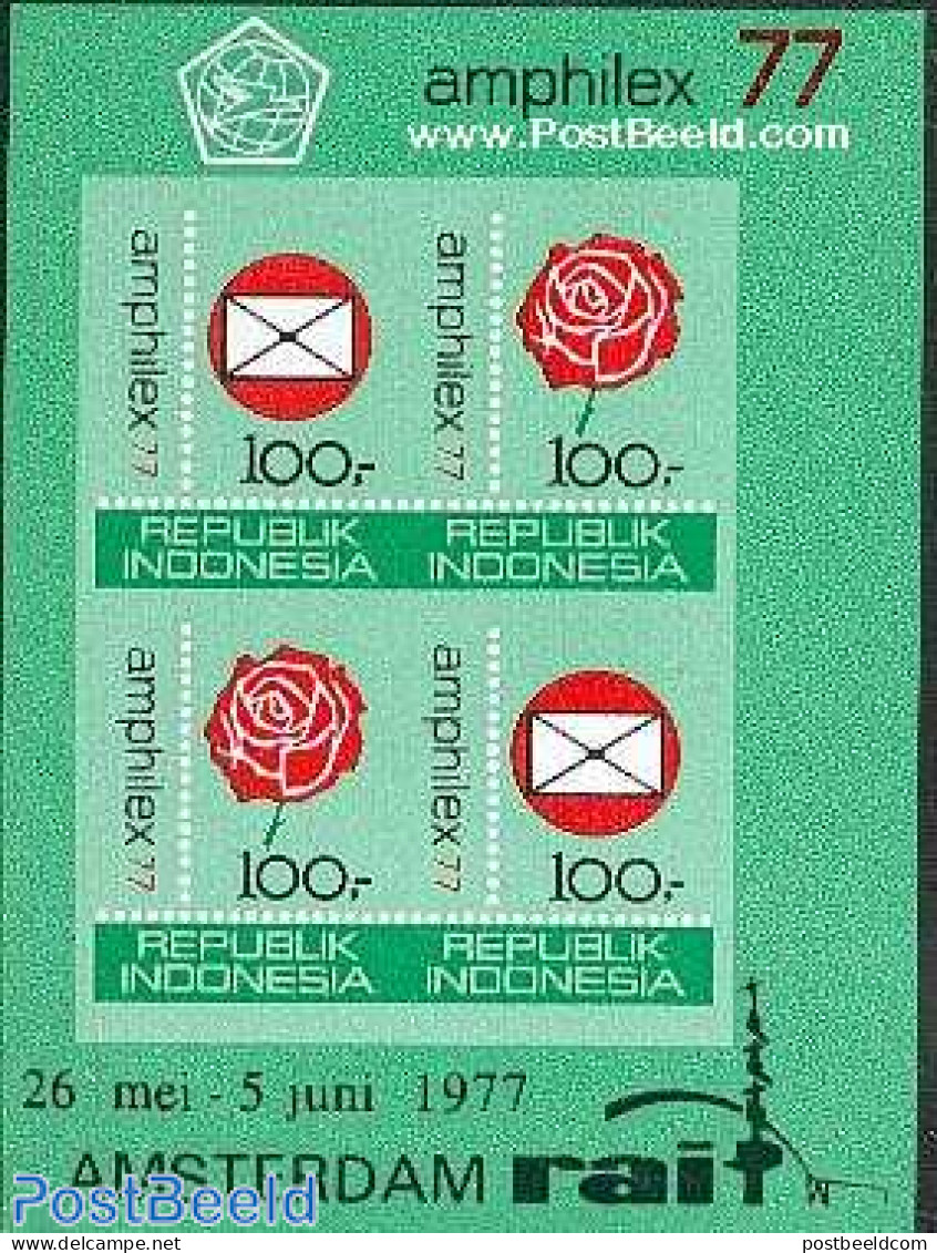 Indonesia 1977 Amphilex S/s Imperforated, Mint NH, Nature - Flowers & Plants - Roses - Philately - Indonesia