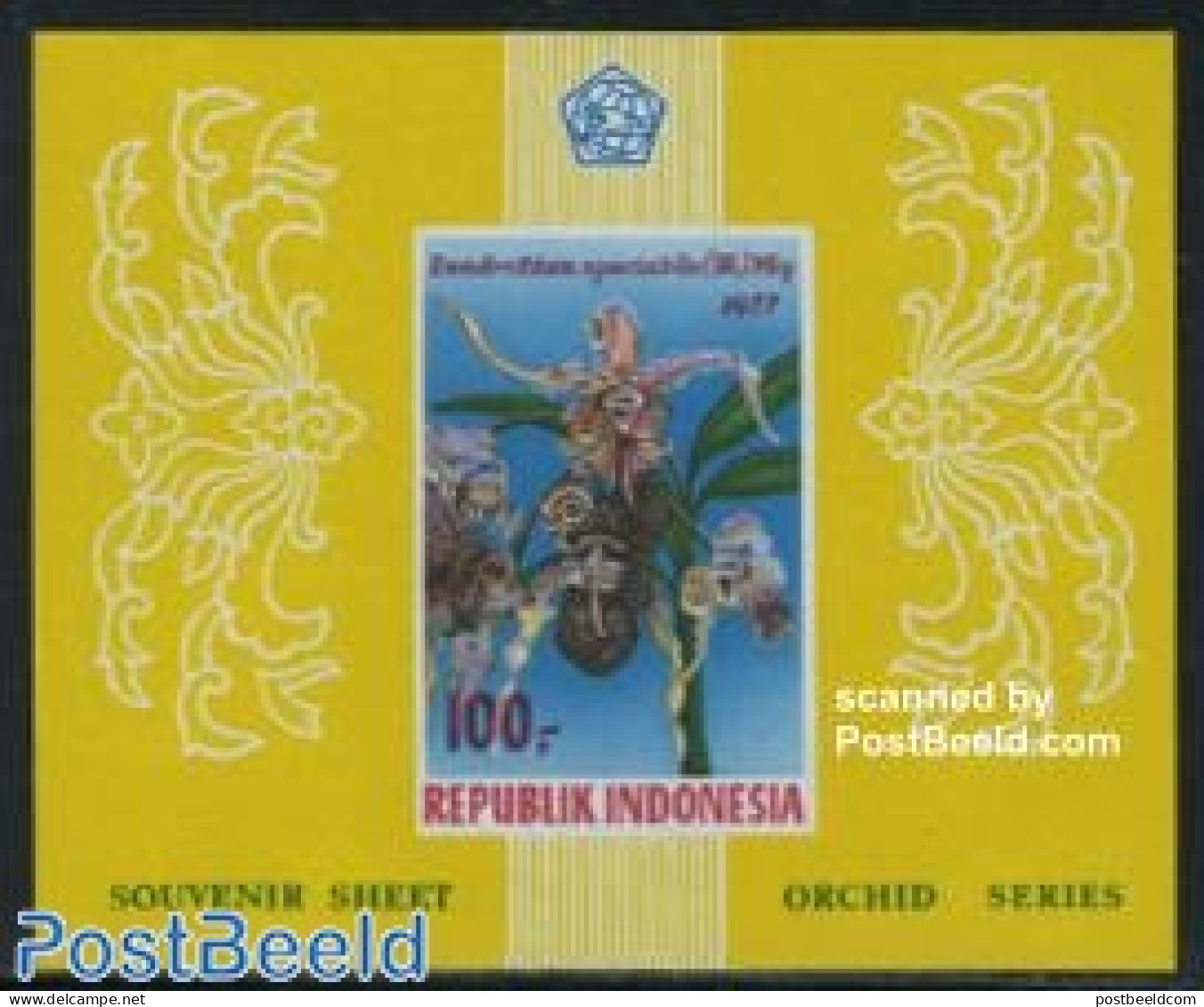 Indonesia 1977 Orchids S/s Imperforated, Mint NH, Nature - Flowers & Plants - Orchids - Indonesia