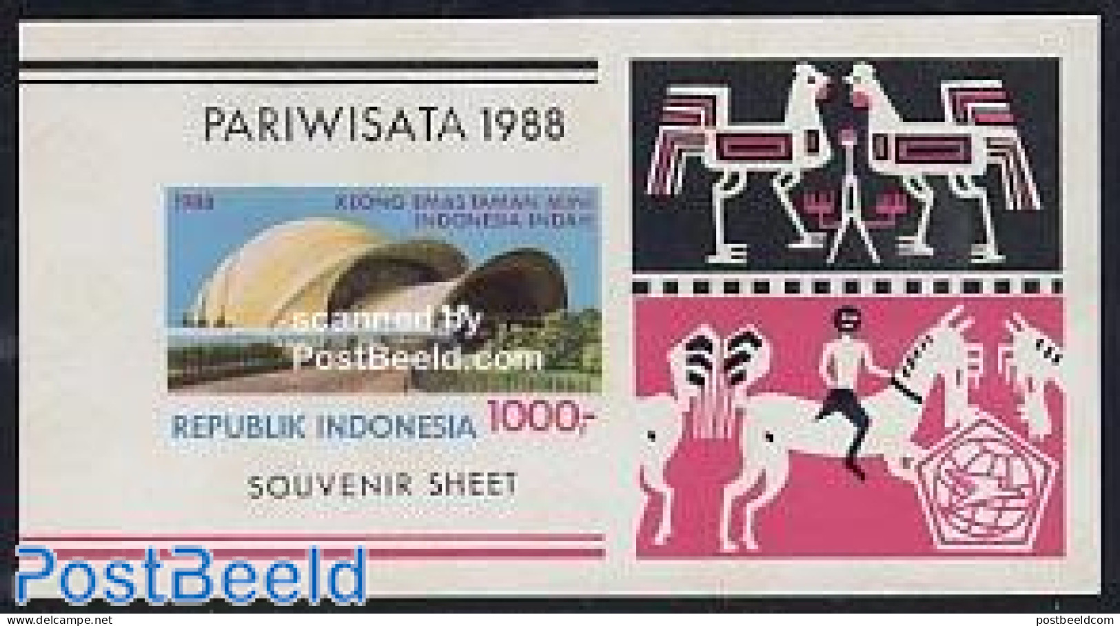 Indonesia 1988 Tourism S/s Imperforated, Mint NH, Art - Modern Architecture - Indonesia