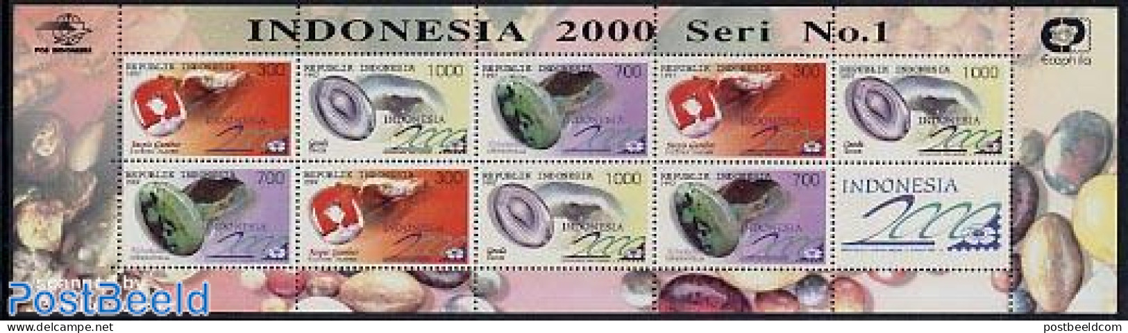 Indonesia 1997 Gemstones M/s With 3 Sets, Mint NH, History - Geology - Indonesia