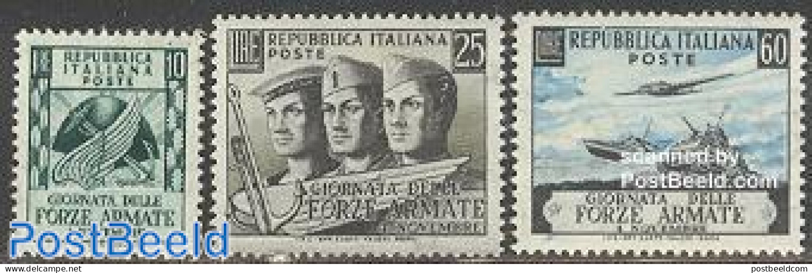 Italy 1952 Army 3v, Unused (hinged), History - Transport - Militarism - Aircraft & Aviation - Ships And Boats - Andere & Zonder Classificatie
