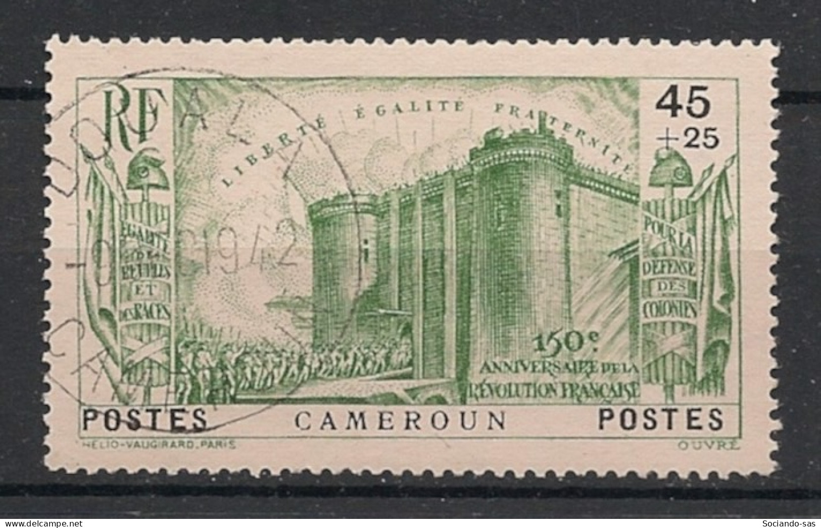 CAMEROUN - 1939 - N°YT. 192 - Révolution Française 45c + 25c Vert - Oblitéré / Used - Usados