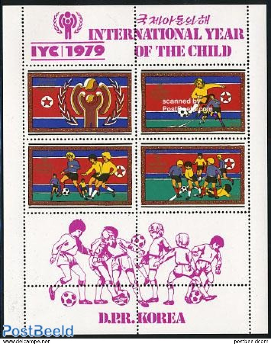 Korea, North 1979 Int. Year Of The Child, Football 3v M/s, Mint NH, Sport - Various - Football - Year Of The Child 1979 - Corée Du Nord