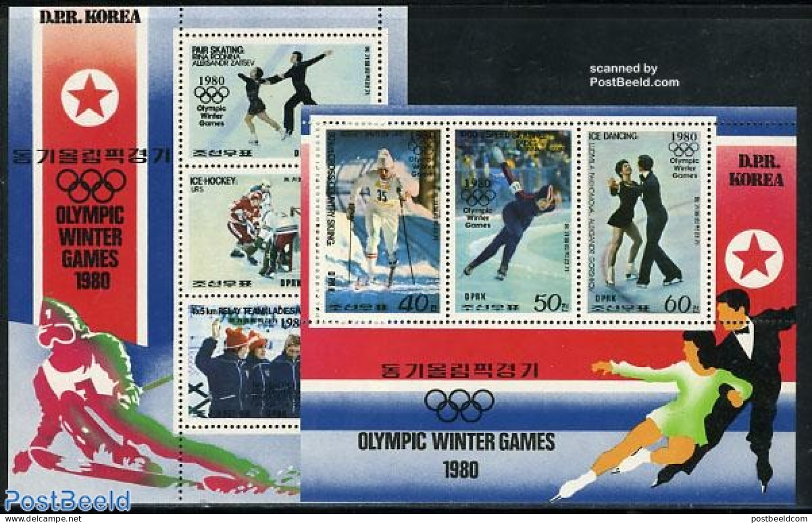 Korea, North 1979 Olympic Winter Games 2x3v M/s, Mint NH, Sport - Ice Hockey - Olympic Winter Games - Skating - Skiing - Hockey (Ijs)