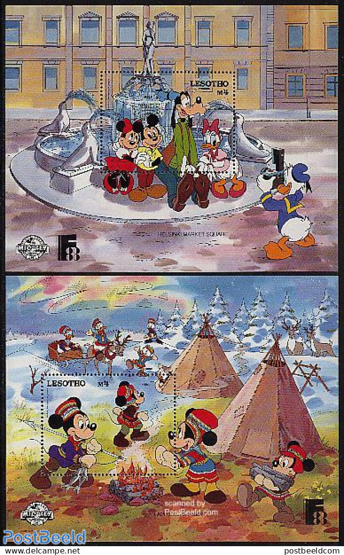 Lesotho 1988 Finlandia, Disney 2 S/s, Mint NH, Philately - Art - Disney - Disney