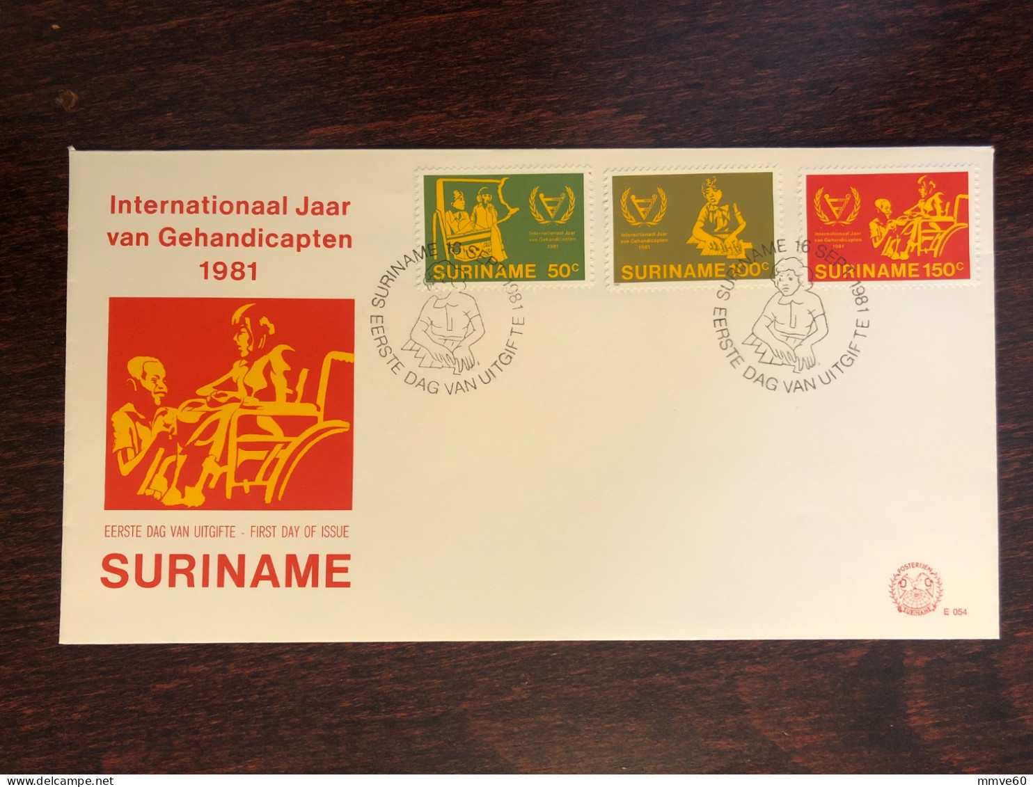 SURINAM FDC COVER 1981 YEAR RED DISABLED PEOPLE HEALTH MEDICINE STAMPS - Surinam