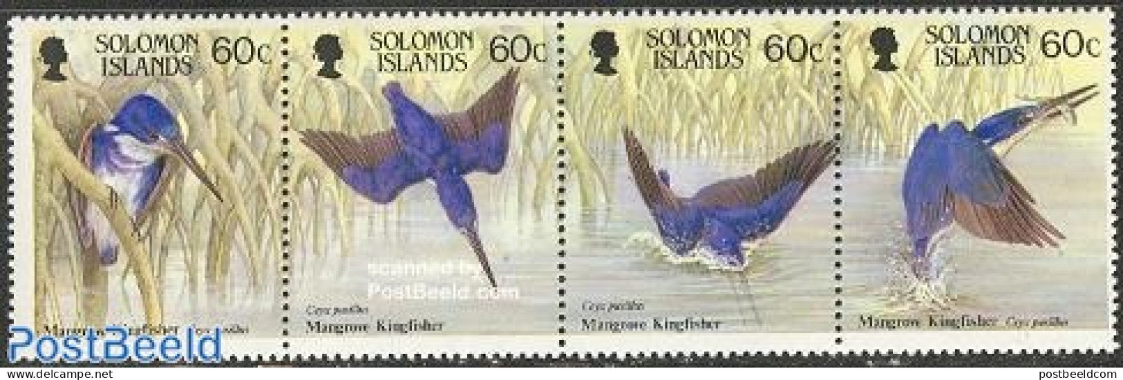 Solomon Islands 1987 Mangrove Kingfisher 4v [:::], Mint NH, Nature - Birds - Kingfishers - Islas Salomón (1978-...)