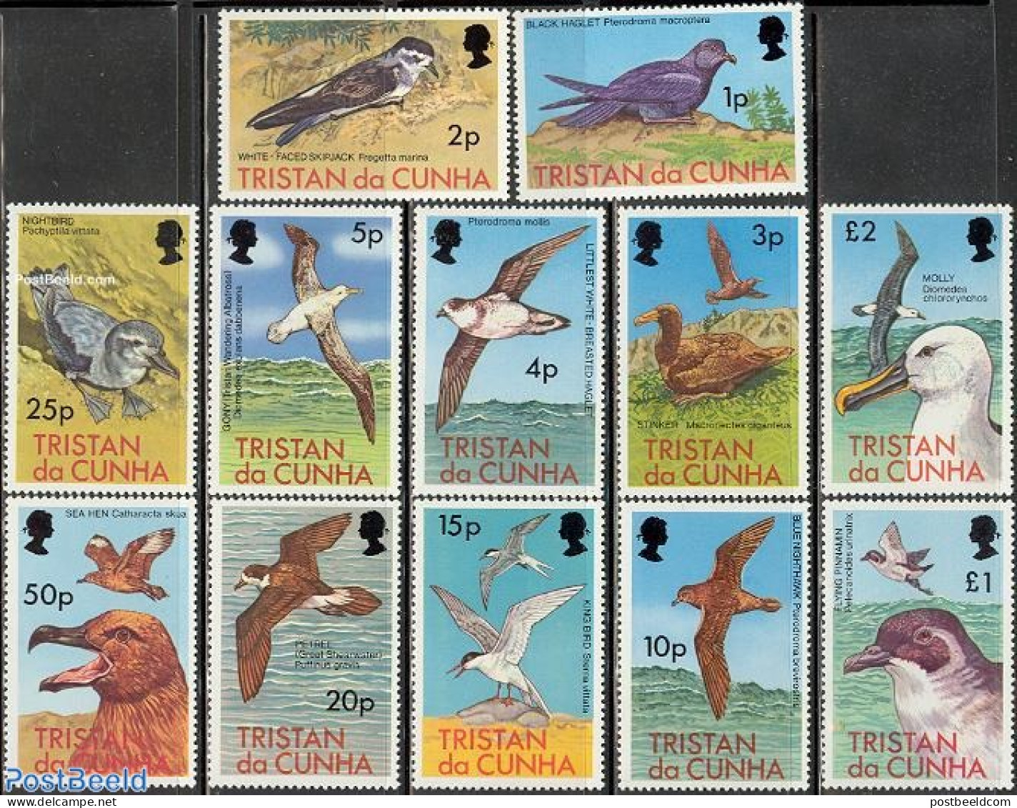 Tristan Da Cunha 1977 Definitives, Birds 12v, Mint NH, Nature - Birds - Tristan Da Cunha