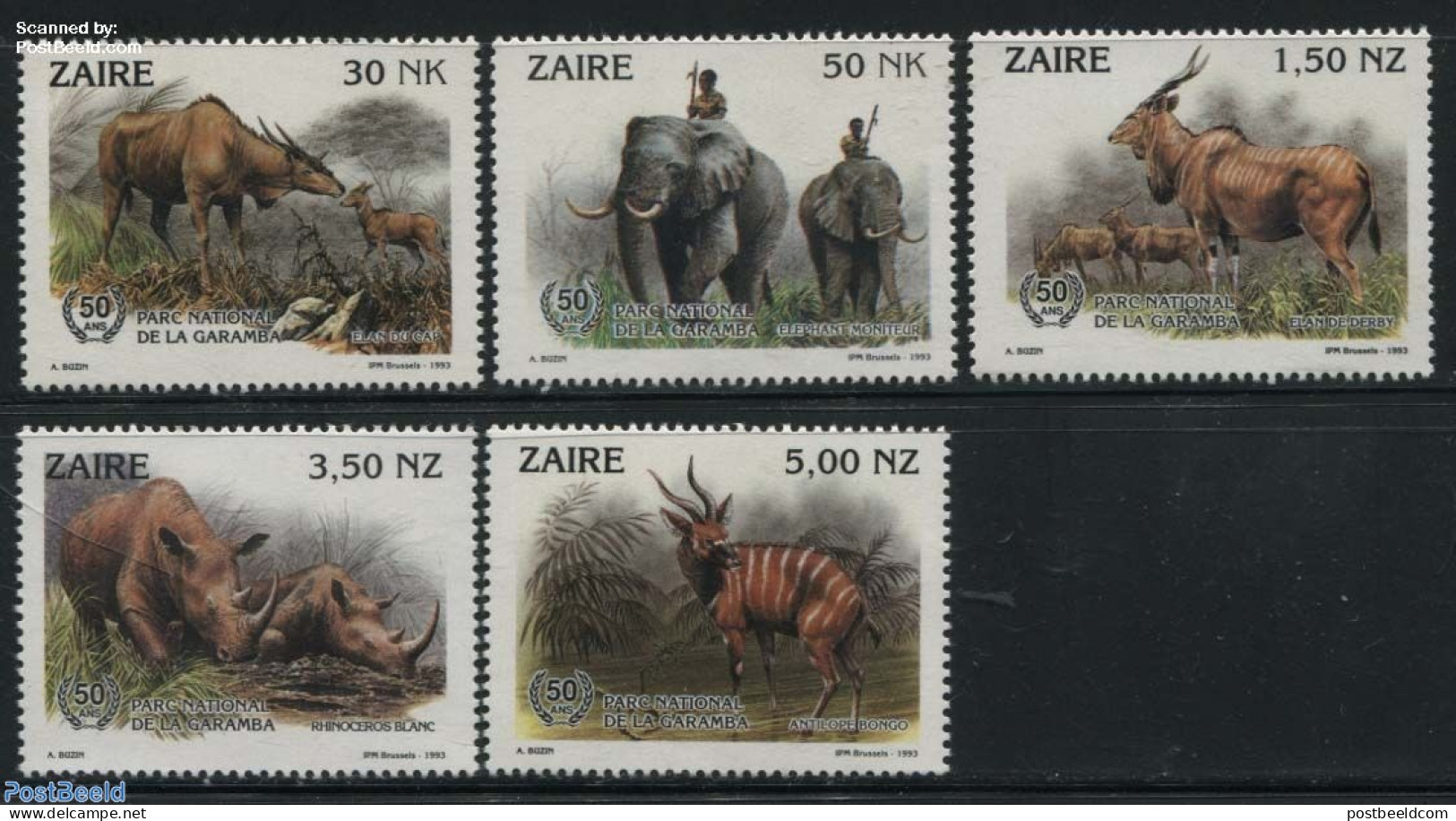 Congo Dem. Republic, (zaire) 1993 Garamba Park 5v, Mint NH, Nature - Animals (others & Mixed) - Elephants - National P.. - Natur