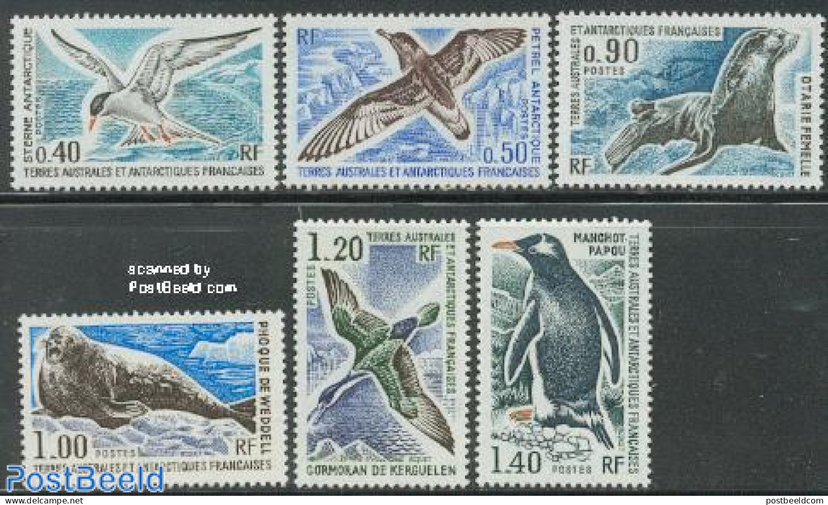 French Antarctic Territory 1976 Definitives, Animals 6v, Mint NH, Nature - Birds - Penguins - Sea Mammals - Ongebruikt