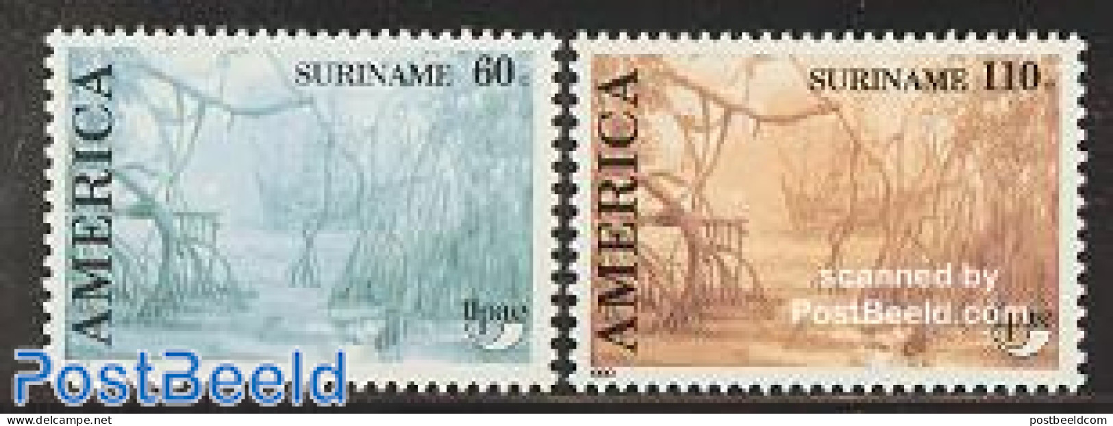 Suriname, Republic 1990 UPAE 2v, Mint NH, Nature - Transport - Trees & Forests - U.P.A.E. - Ships And Boats - Rotary, Lions Club