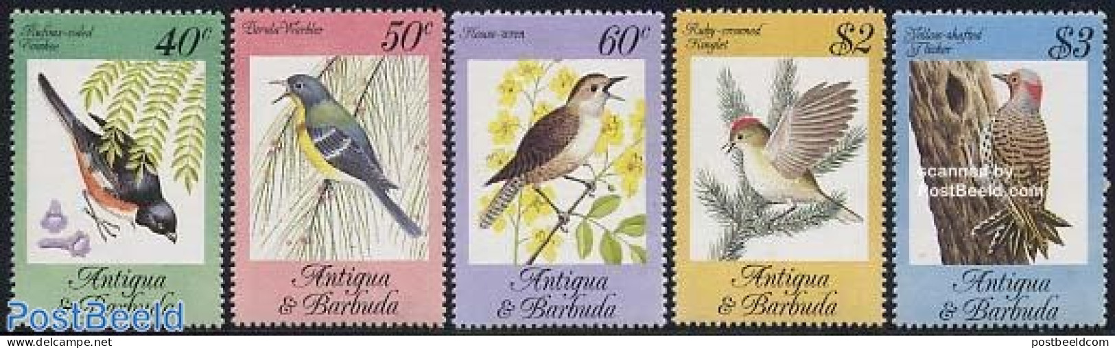 Antigua & Barbuda 1984 Singing Birds 5v, Mint NH, Nature - Birds - Woodpeckers - Antigua Et Barbuda (1981-...)