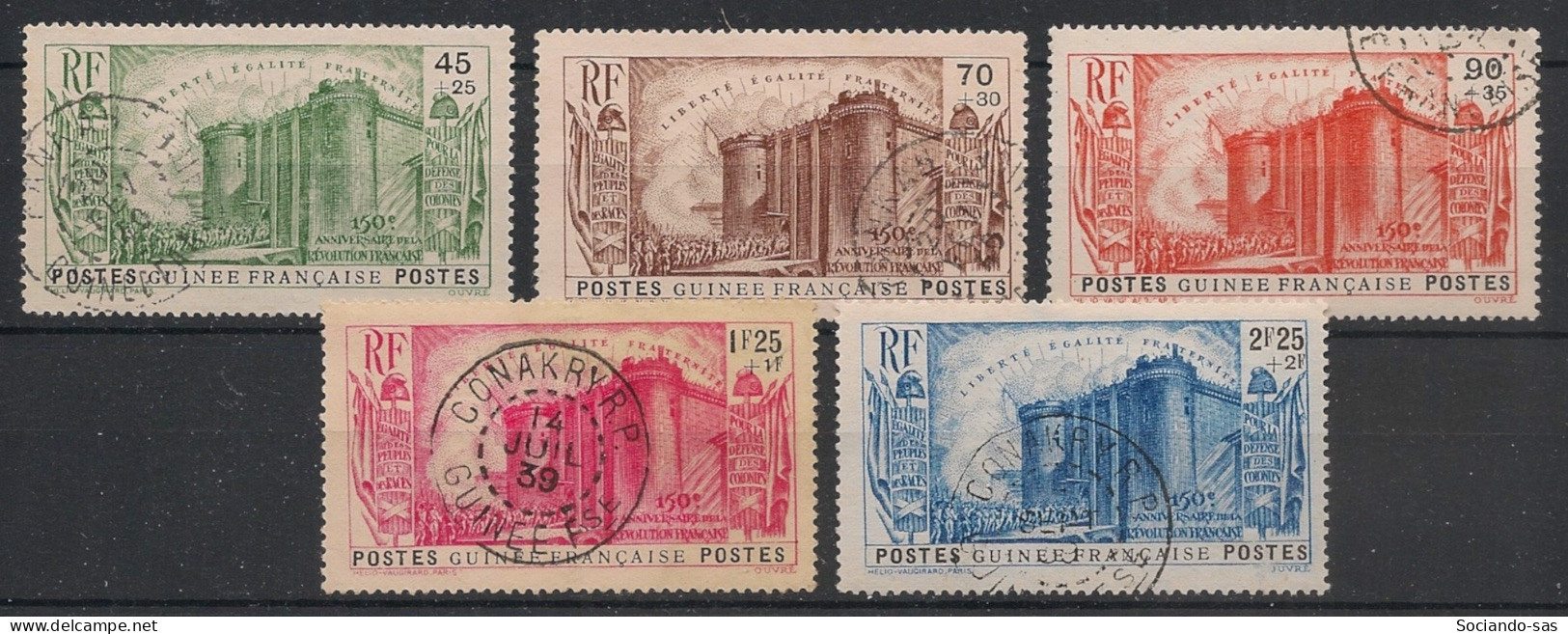 GUINEE - 1939 - N°YT. 153 à 157 - Révolution Française - Oblitéré / Used - Used Stamps