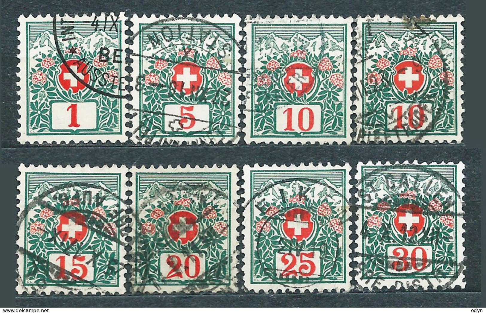 Switzerland, 1878-1938, lot of 42 postal due stamps from sets MiNr 1-9, 2-5, 8-10, 15-16, 17-20, 29-37 32-36 42-49 54-61