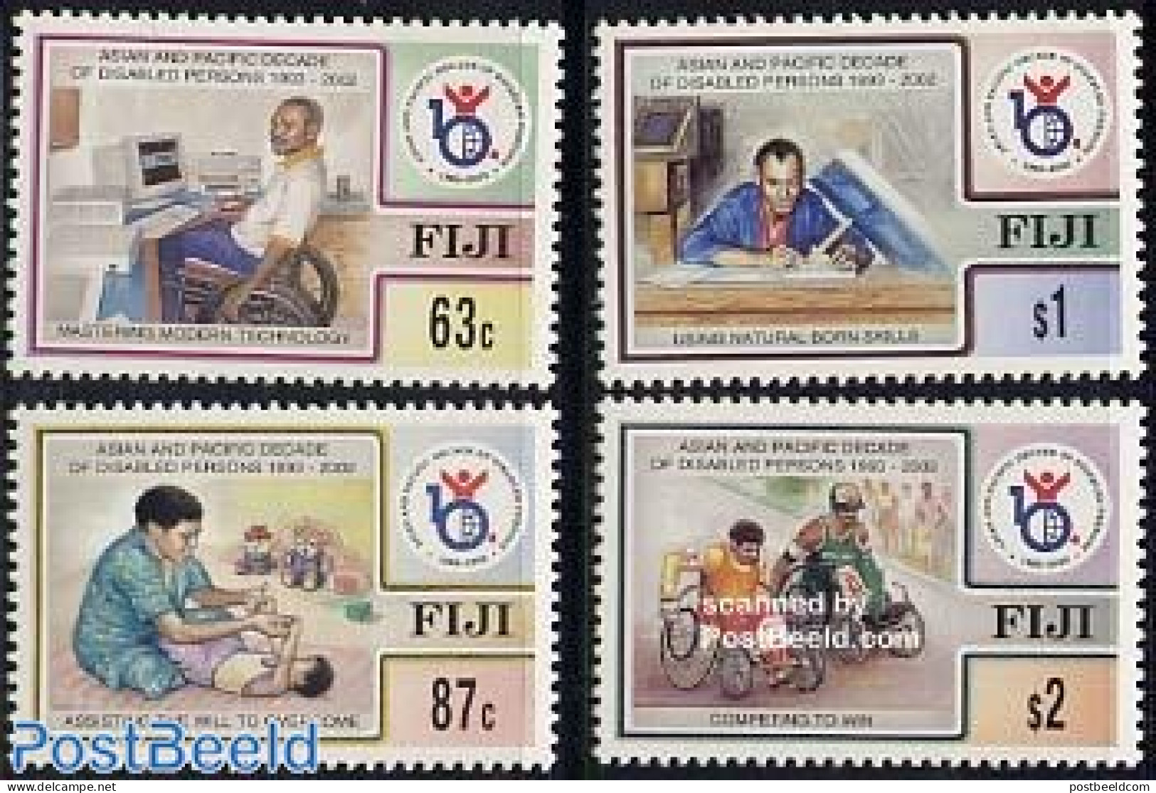 Fiji 1998 Disabled People 4v, Mint NH, Health - Science - Sport - Disabled Persons - Computers & IT - Sport (other And.. - Handicaps