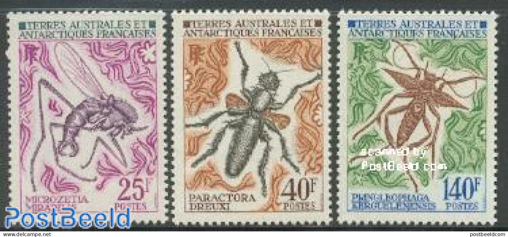 French Antarctic Territory 1972 Insects 3v, Mint NH, Nature - Insects - Neufs