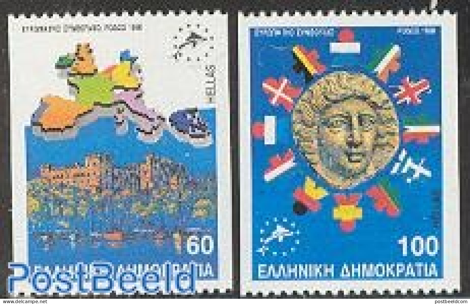 Greece 1988 European Ministers Conference 2v Coil, Mint NH, History - Various - Europa Hang-on Issues - Maps - Art - C.. - Ungebraucht