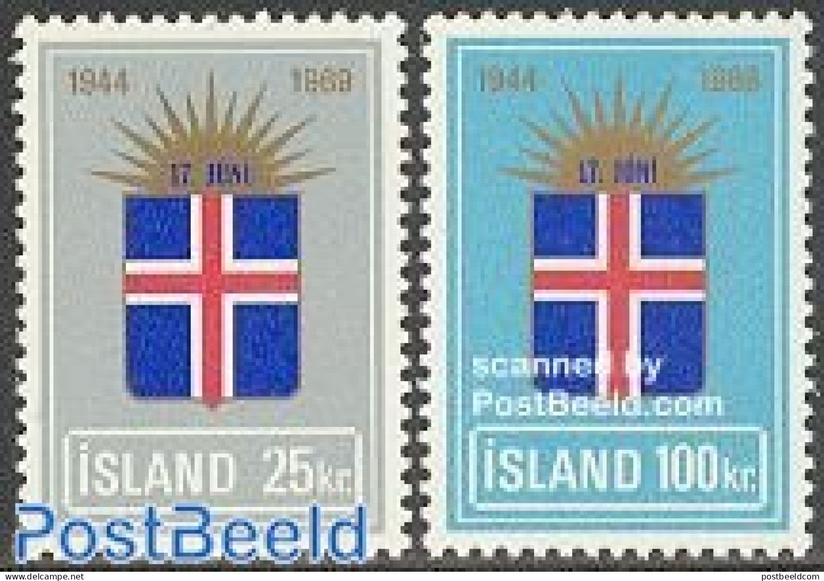 Iceland 1969 25 Years Republic 2v, Mint NH, History - Coat Of Arms - Ungebraucht