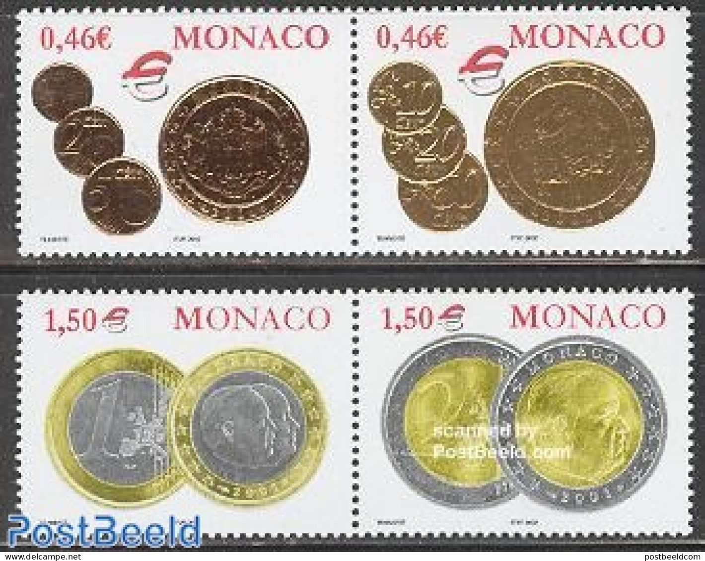 Monaco 2002 Euro Coins 2x2v, Mint NH, History - Nature - Various - Europa Hang-on Issues - Horses - Money On Stamps - Neufs
