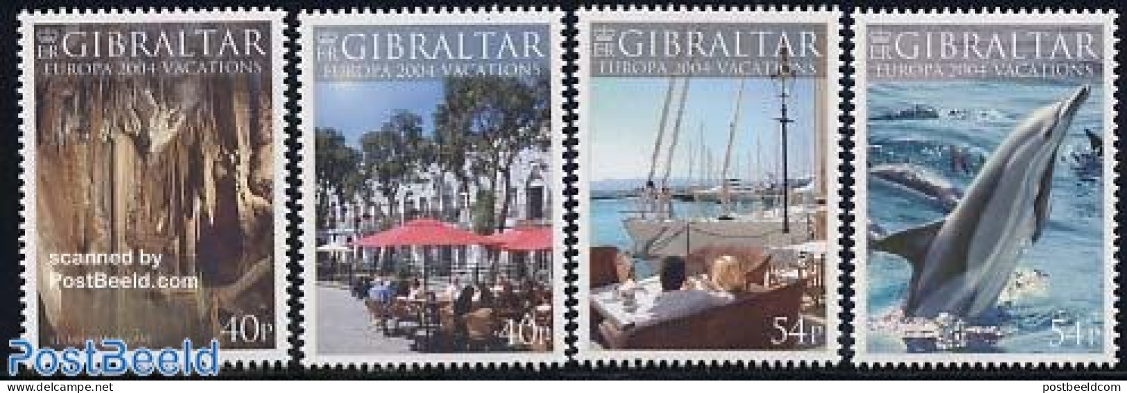 Gibraltar 2004 Europa, Vacations 4v, Mint NH, Health - History - Nature - Transport - Various - Food & Drink - Europa .. - Levensmiddelen