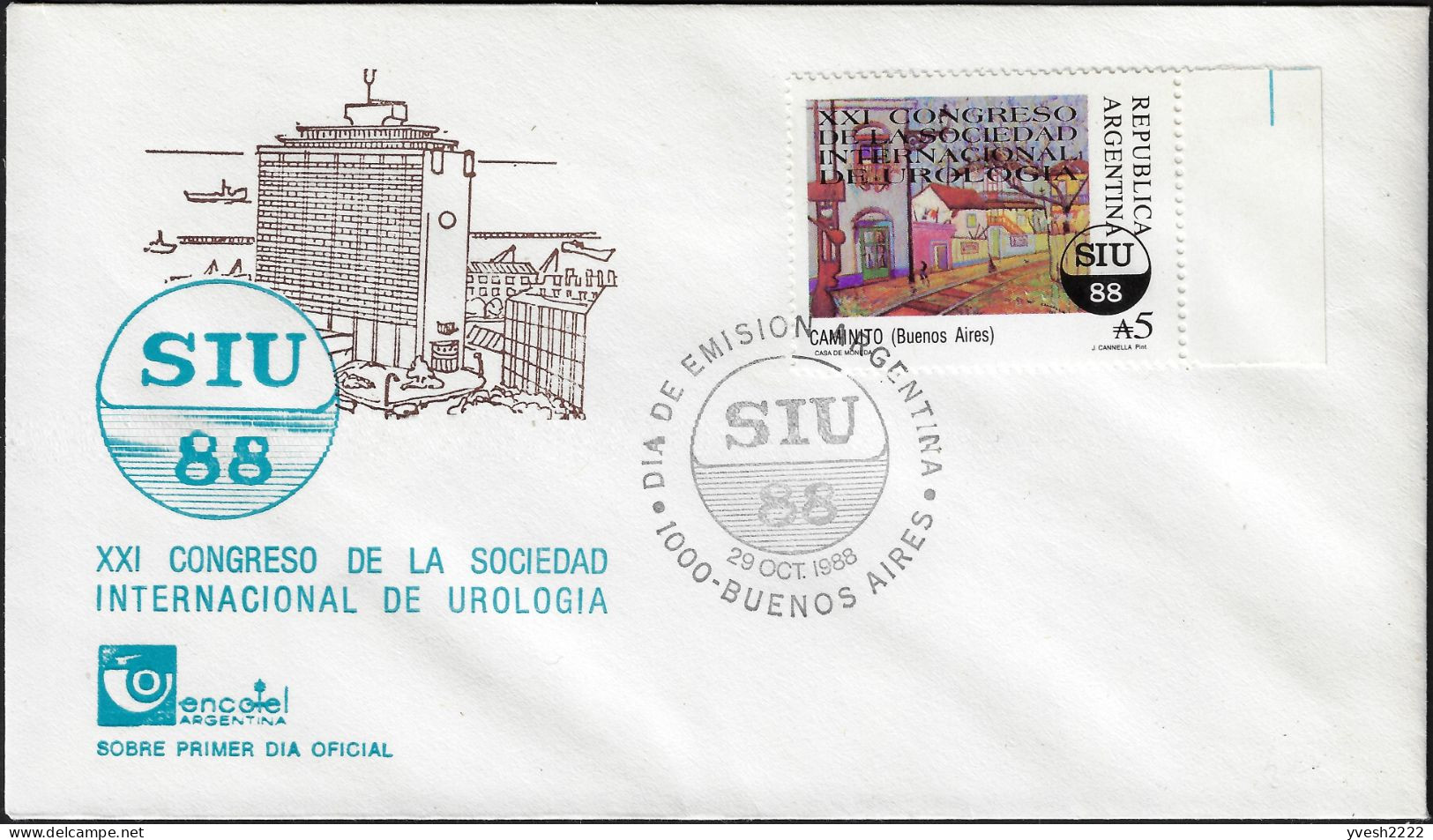 Argentine 1988 Y&T 645 Sur FDC. Congrès De La Société Internationale D'urologie à Buenos Aires - Médecine