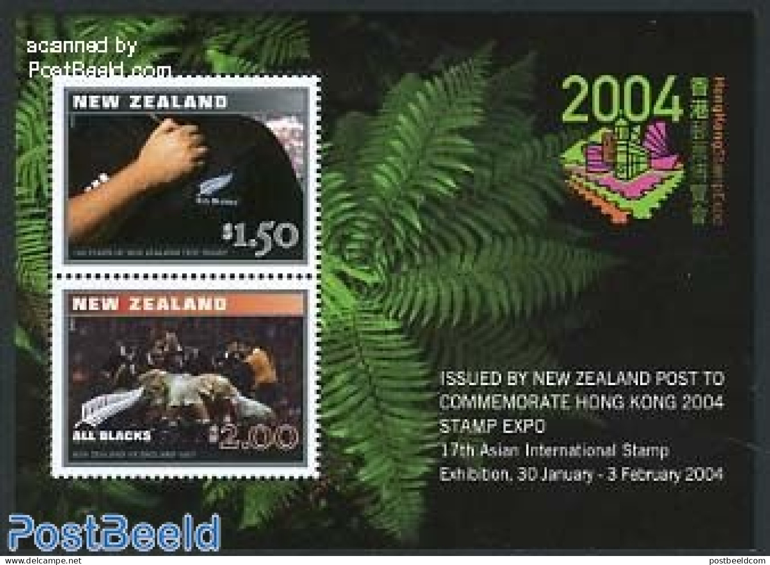 New Zealand 2004 Hong Kong, Rugby S/s, Mint NH, Sport - Rugby - Sport (other And Mixed) - Philately - Nuevos