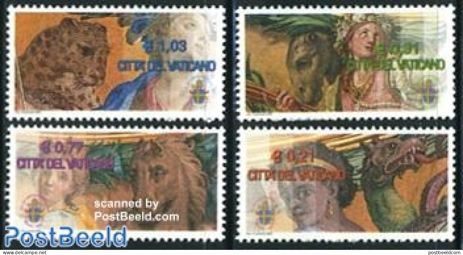 Vatican 2003 Animal Paintings 4v, Mint NH, Nature - Camels - Cat Family - Horses - Art - Paintings - Ongebruikt