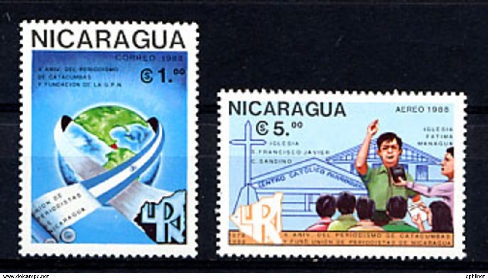 NICARAGUA 1988, Yv. 1500, PA 1224, Union Des Journalistes Du Nicaragua, 2 Valeurs, Neufs / Mint. R294 - Nicaragua