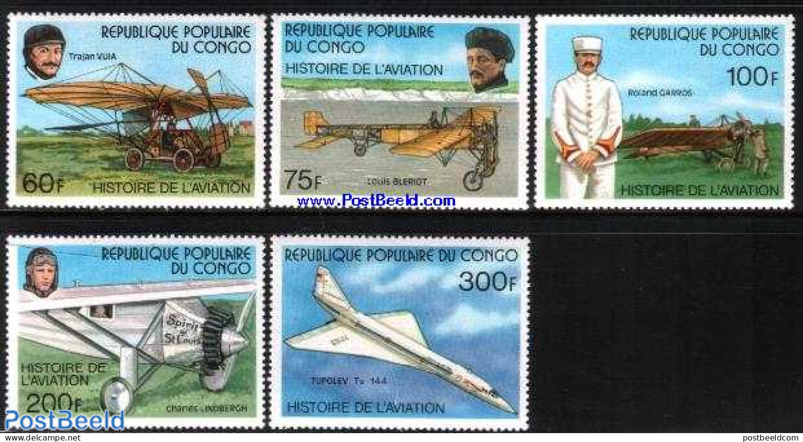 Congo Republic 1977 Aviation History 5v, Mint NH, Transport - Concorde - Aircraft & Aviation - Concorde