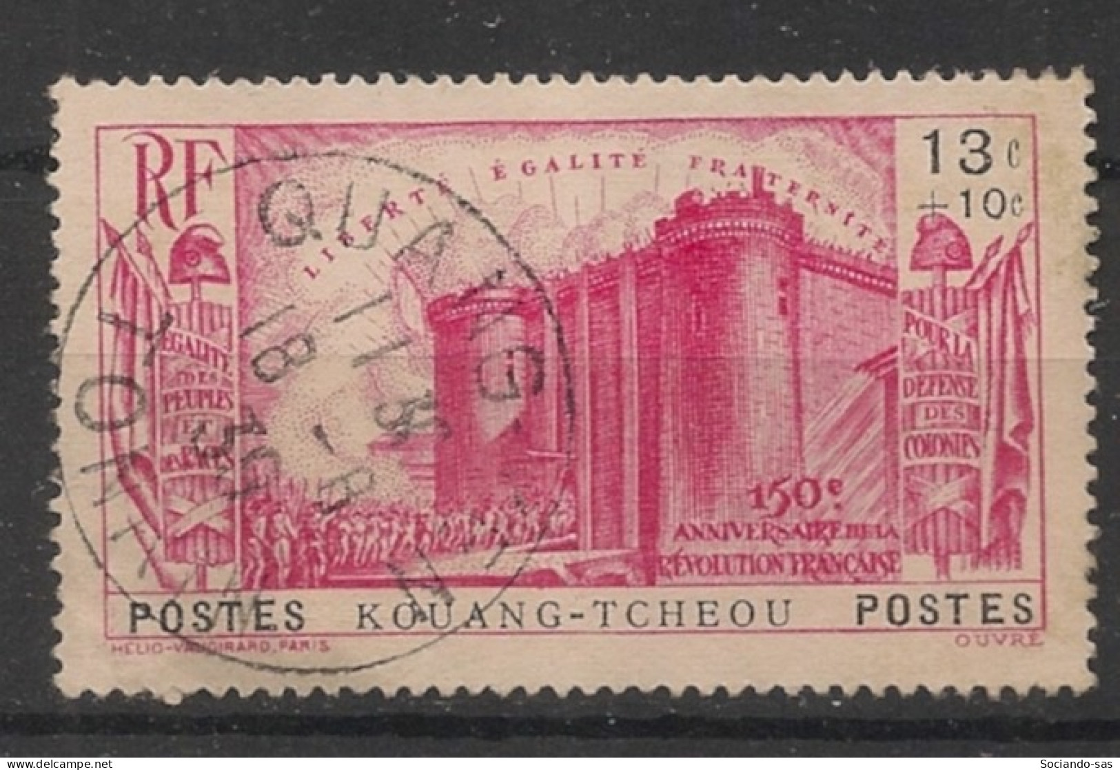 KOUANG-TCHEOU - 1939 - N°YT. 123 - Révolution Française 13c + 10c Rose - Oblitéré / Used - Gebruikt