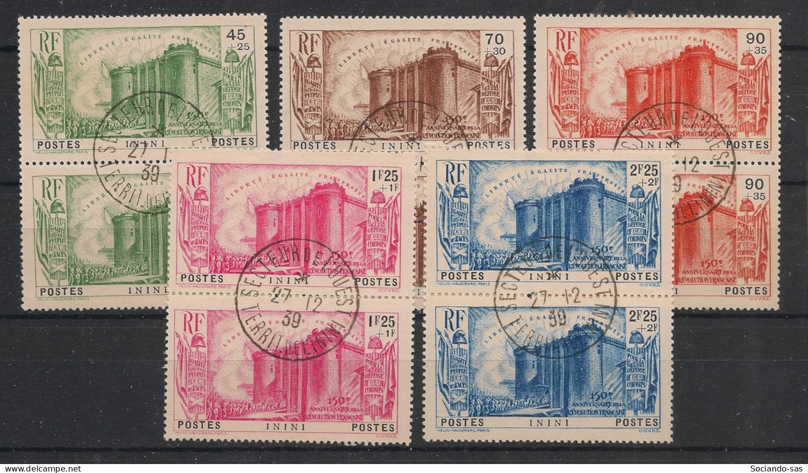 ININI - 1939 - N°YT. 31 à 35 - Révolution Française - En Paires - Oblitéré / Used - Used Stamps