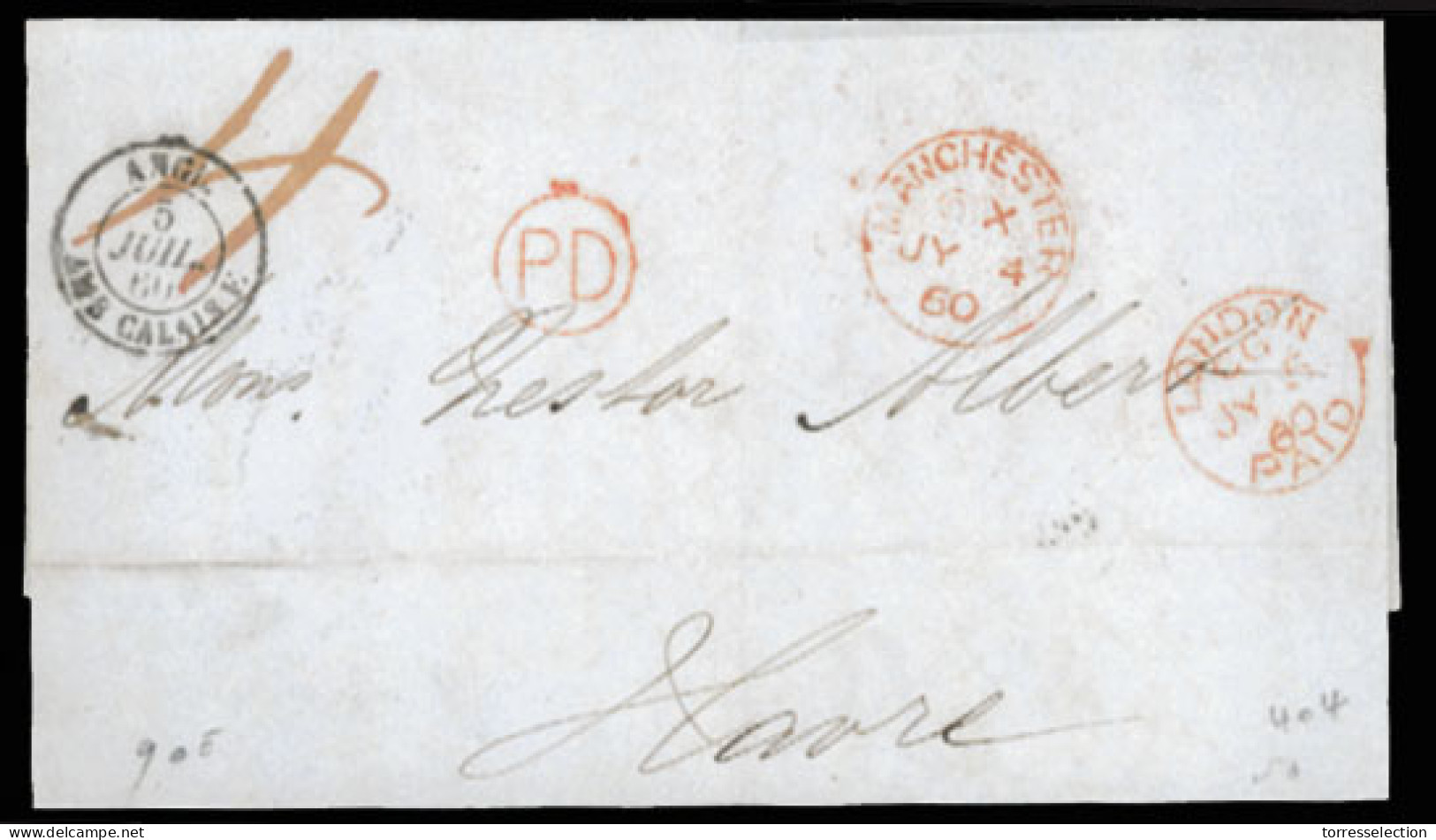 GREAT BRITAIN. 1860. Manchester. Entire. Another Beauty... Charge "4". XF. - ...-1840 Vorläufer